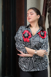 Hand work flower shirt